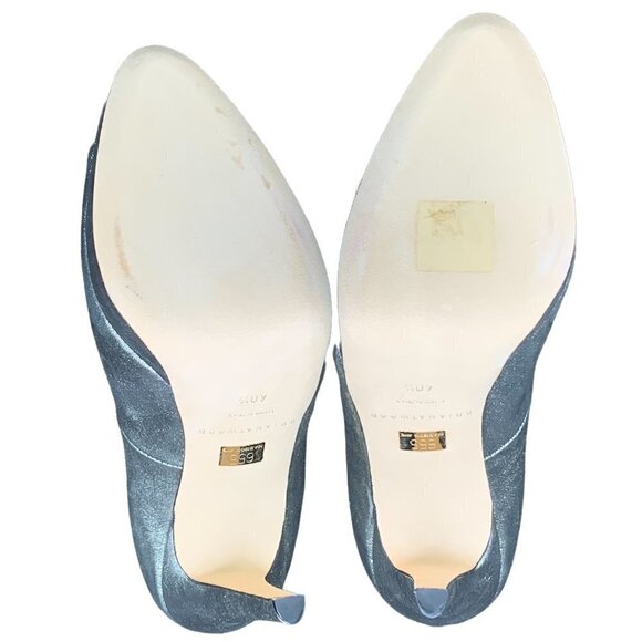 BRIAN Atwood Madison Avenue Gold Platform Peep Toe Heels Size 10.5 - Picture 8 of 10